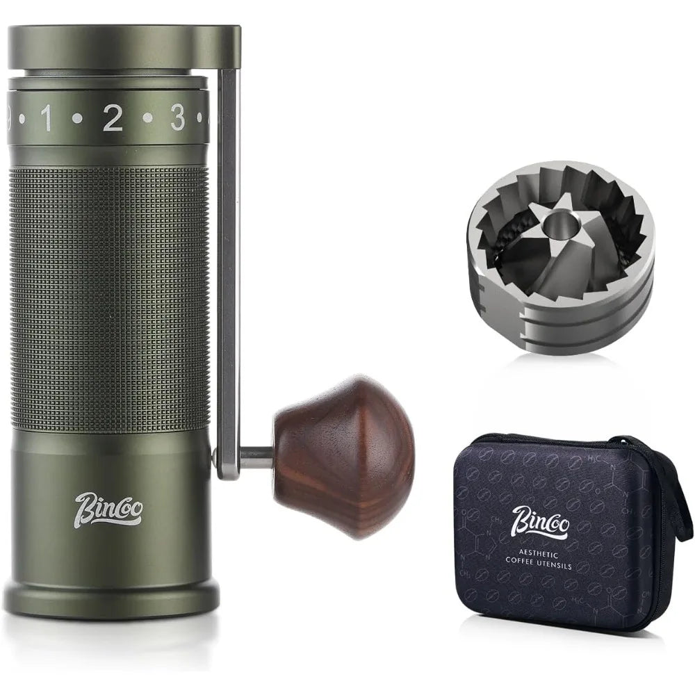 Portable Steel Burr Manual Coffee Grinder with Foldable Handle for Compact Storage