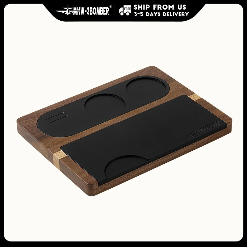 MHW-3BOMBER Coffee Tamping Station Wooden Silicone Espresso Tamper Mat for 51-58mm Portafilter Home Barista Coffee Accessories