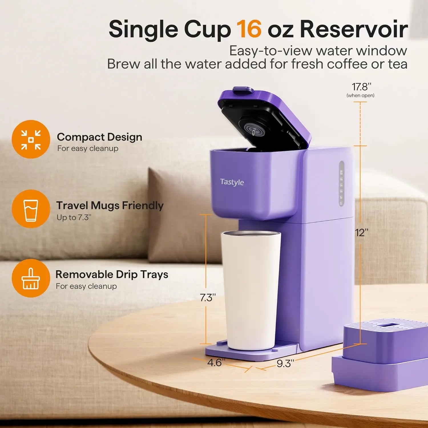 Single Serve Coffee Maker for K Cup, Ground and Tea, Hot and Iced Coffee Machines with Bold Setting, 6 to 16 Oz Brew Sizes, Comp