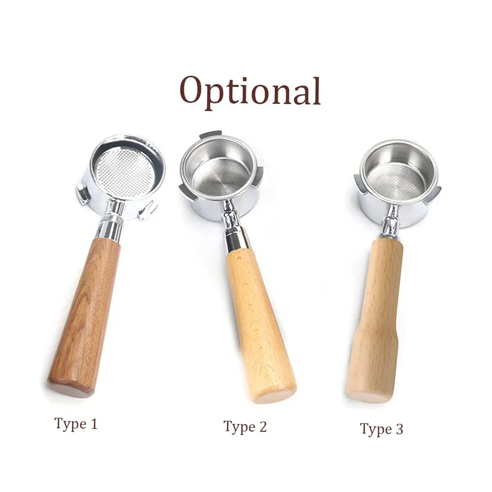 51mm Coffee Bottomless Portafilter with Filter Basket & Wooden Handle Replacement for Delonghi Coffee Machine Tool Nexpresso