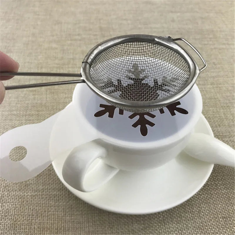 19Pcs Coffee Stencils Fancy Coffee Printing Model Foam Spray Cake Stencils Coffee Drawing Cappuccino Mold Powdered Sieve Tools