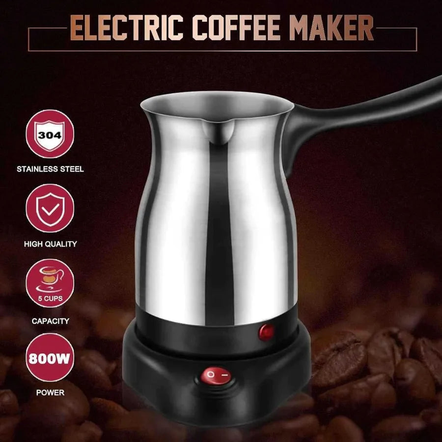 Turkish Coffee Pot Stainl Steel Arabic Greek Turkish Electric Coffee Maker hine Pot 600ml Coffee Tea Warmer Kettle with Removab