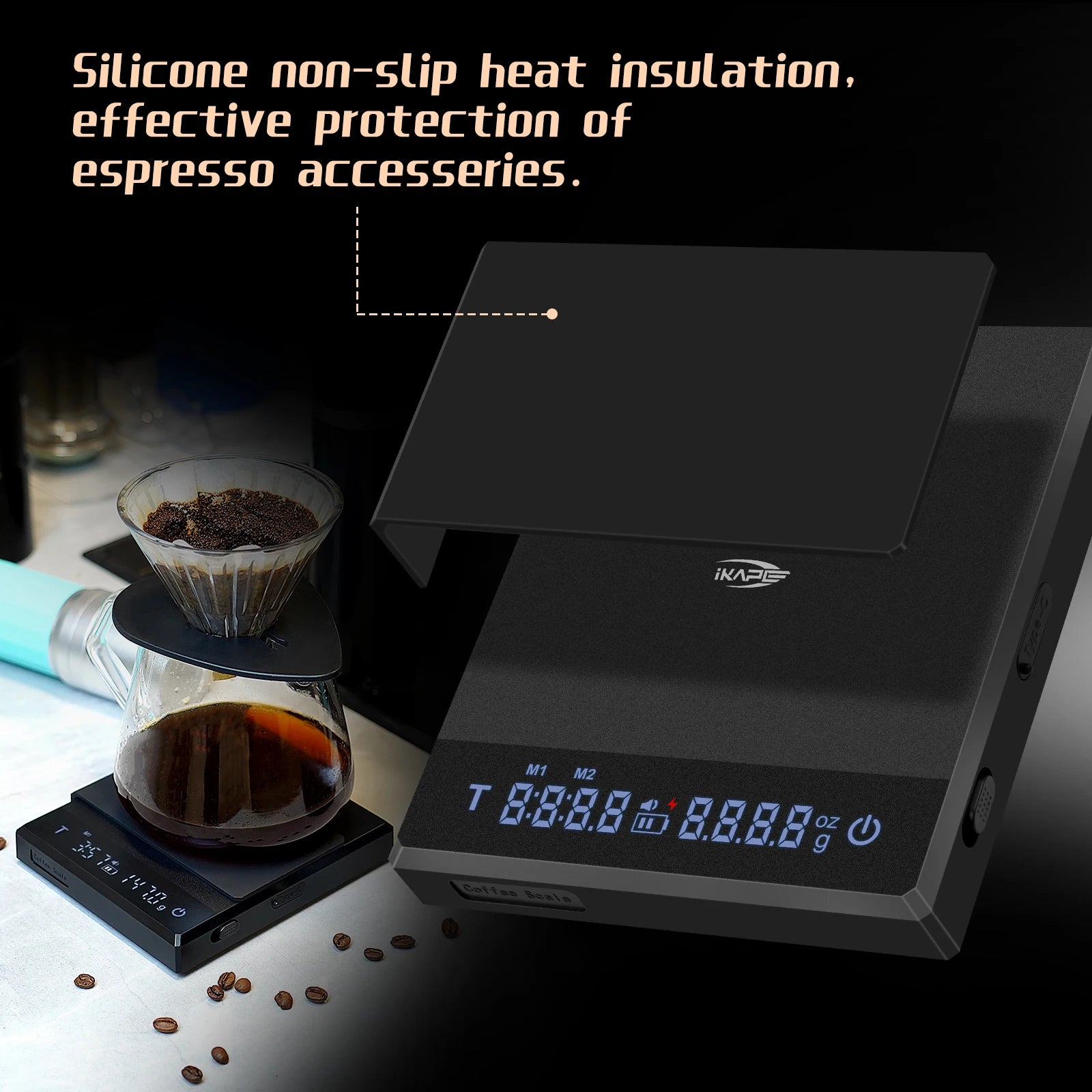 IKAPE V1 Coffee Electronic Scale with Timer, 0.1g High Precision Coffee Scale, Drip Espresso Scale with Auto Tare, Touch Sensor
