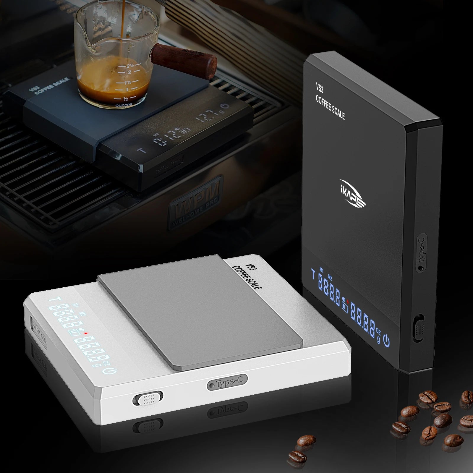 IKAPE V1 Coffee Electronic Scale with Timer, 0.1g High Precision Coffee Scale, Drip Espresso Scale with Auto Tare, Touch Sensor