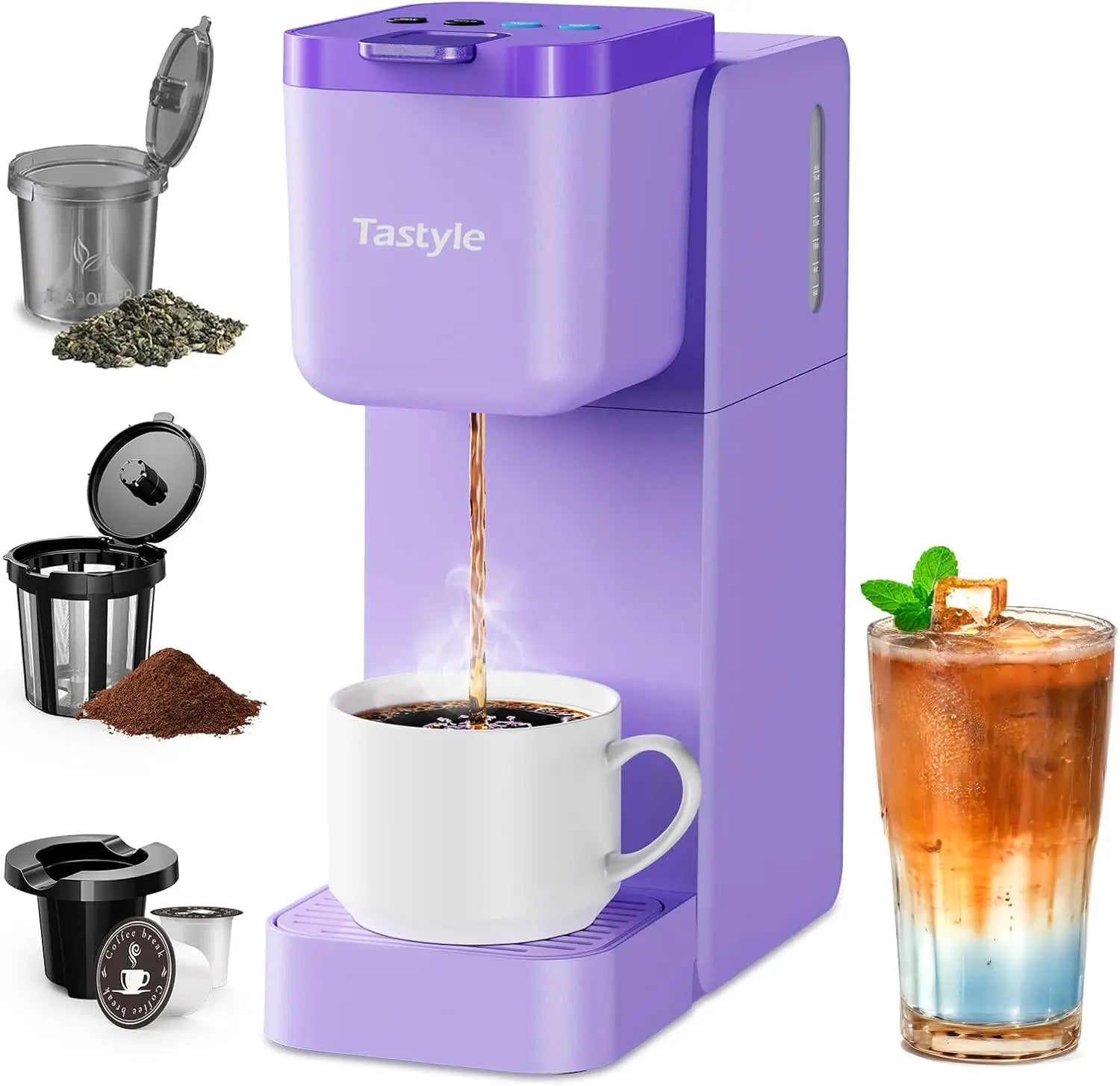 Single Serve Coffee Maker for K Cup, Ground and Tea, Hot and Iced Coffee Machines with Bold Setting, 6 to 16 Oz Brew Sizes, Comp