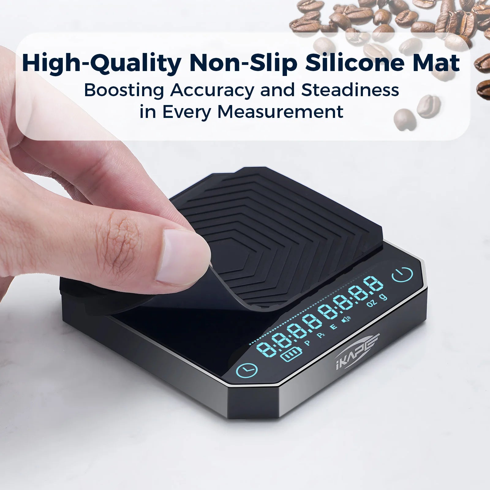 IKAPE Metal Smart Palm Electronic Coffee Scale V3, Digital Mini Coffee Scale with Timer, 2kg/0.1g, Precision Rechargeable