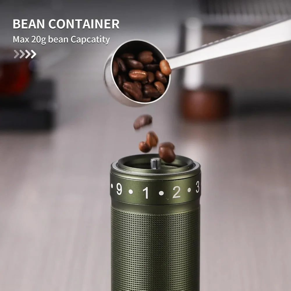 Portable Steel Burr Manual Coffee Grinder with Foldable Handle for Compact Storage