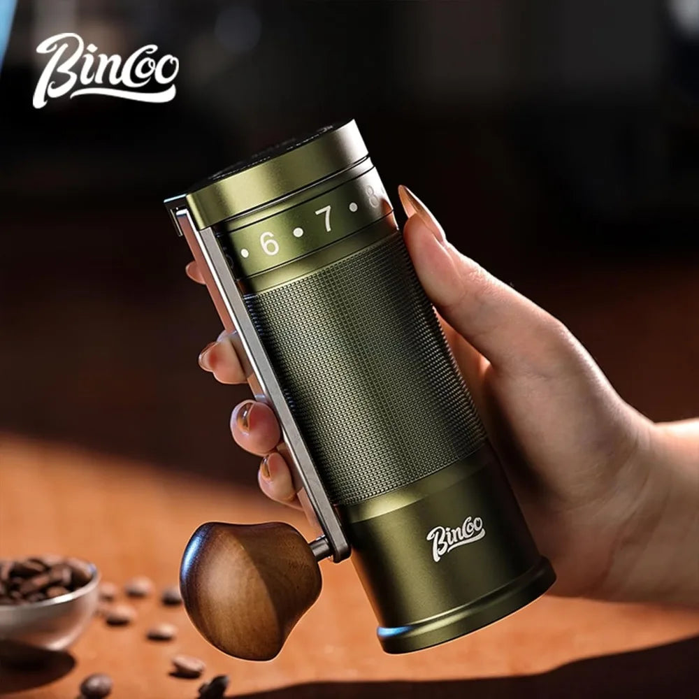 Portable Steel Burr Manual Coffee Grinder with Foldable Handle for Compact Storage