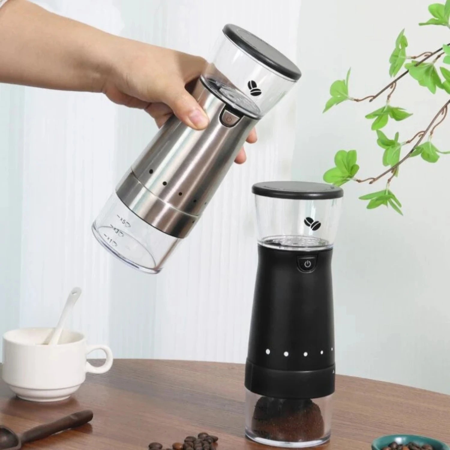 2023 New  Coffee Grinder USB Rechargeable Stainless Steel Manual Coffee Mill Machine Bean Grinders Kitchen Accessories