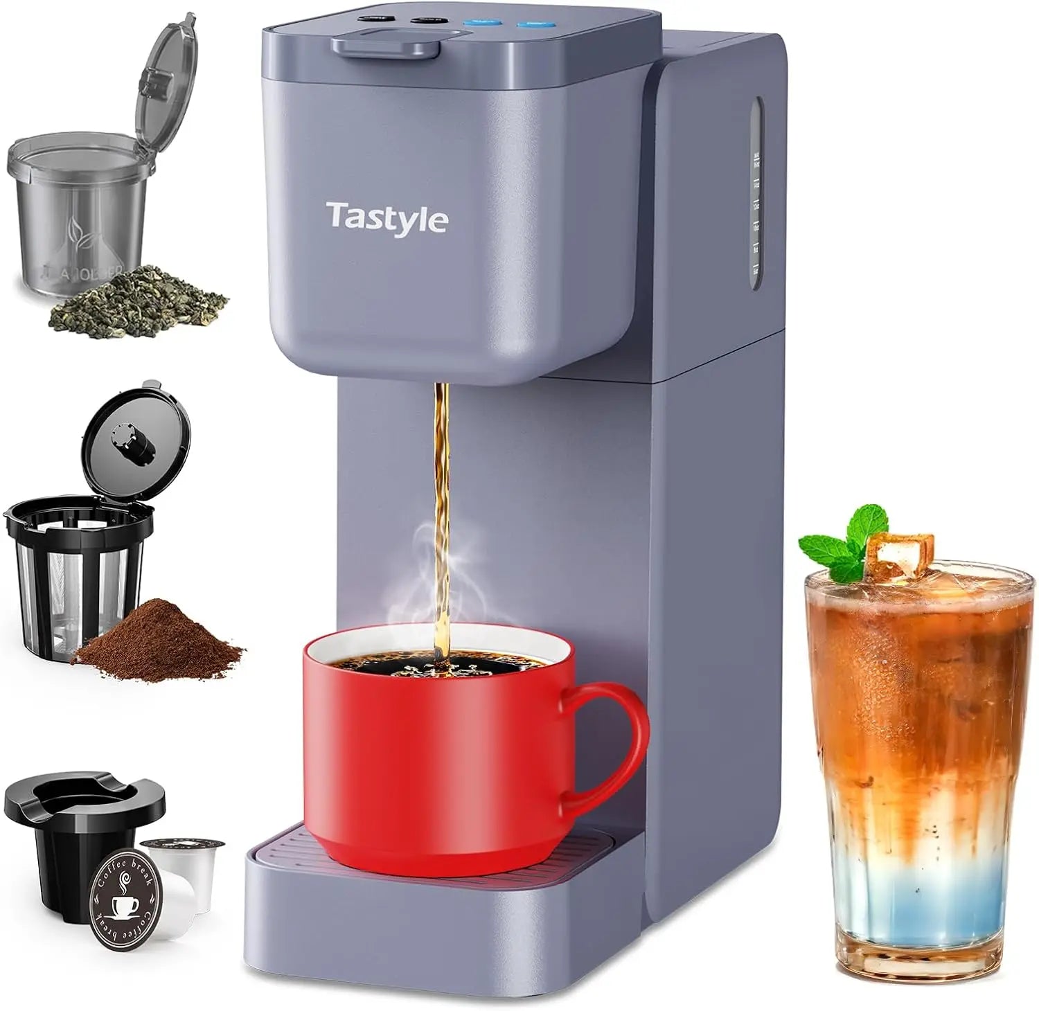 Single Serve Coffee Maker for K Cup, Ground and Tea, Hot and Iced Coffee Machines with Bold Setting, 6 to 16 Oz Brew Sizes, Comp