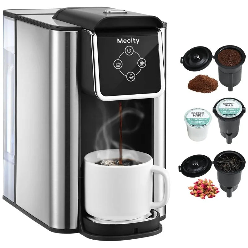 Mecity Coffee Maker 3 in 1 Single Serve Coffee Machine, Compatible with K cup Capsules, Instant Coffee Pot, Tea maker