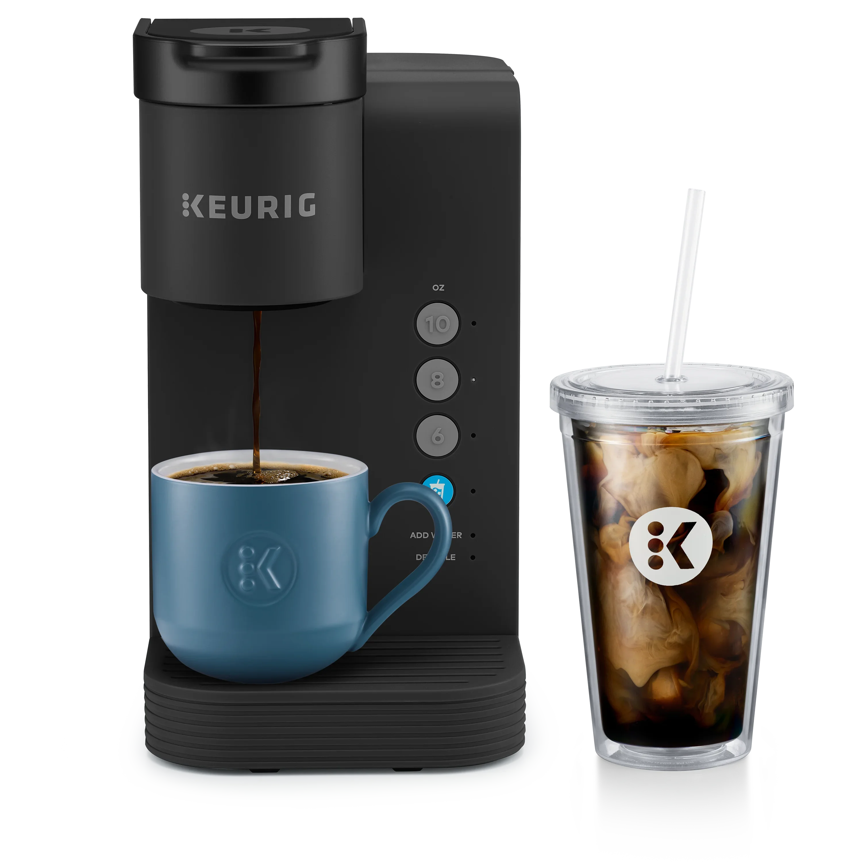 Keurig K-Iced Essentials, Gray Iced and Hot Single-Serve K-Cup Pod Coffee Maker, reusable tumbler included