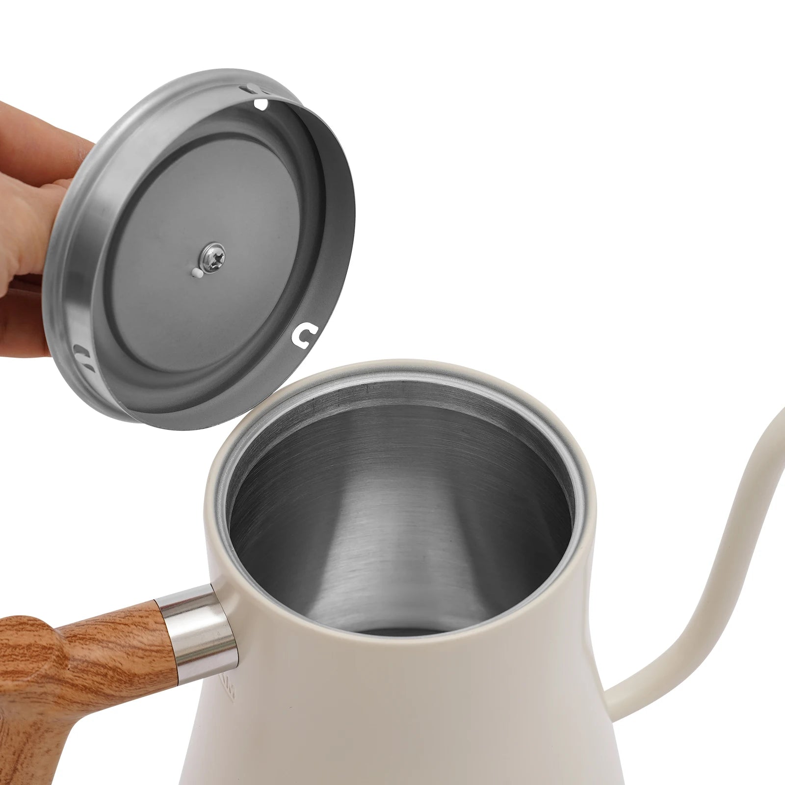 Electric Gooseneck Kettle for Coffee & Tea , 0.9L Stainless Steel Hot Water Kettle Electric,1200W with LED Display (White)