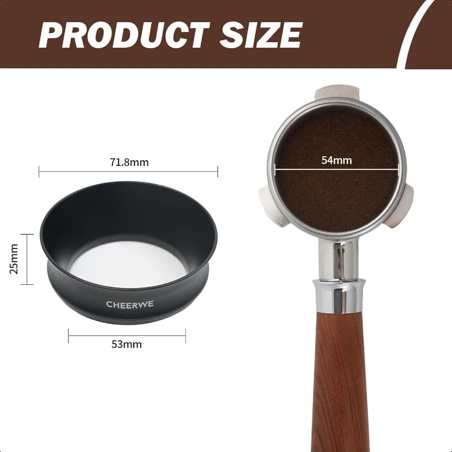 54mm Magnetic Espro Dosing Funnel Aluminum Coffee Ring with 8 Magnets 25mm Height Black