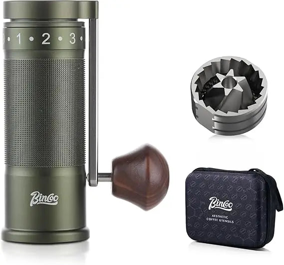 Portable Steel Burr Manual Coffee Grinder with Foldable Handle for Compact Storage